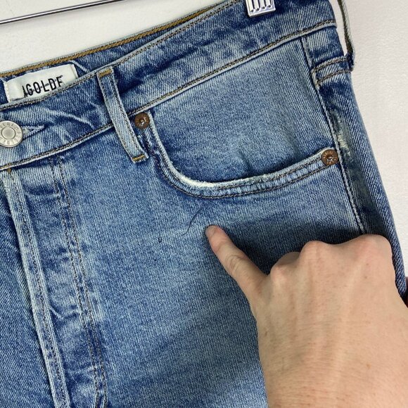 AGOLDE Revolve Nico High Waist Ankle Slim Fit Jeans Size‎ 29 Blue Denim Button - Picture 10 of 11